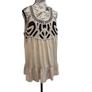 CATO Embroidered Eyelet V-Neck Knit Top Size 18/20W Crochet Detail Brunch